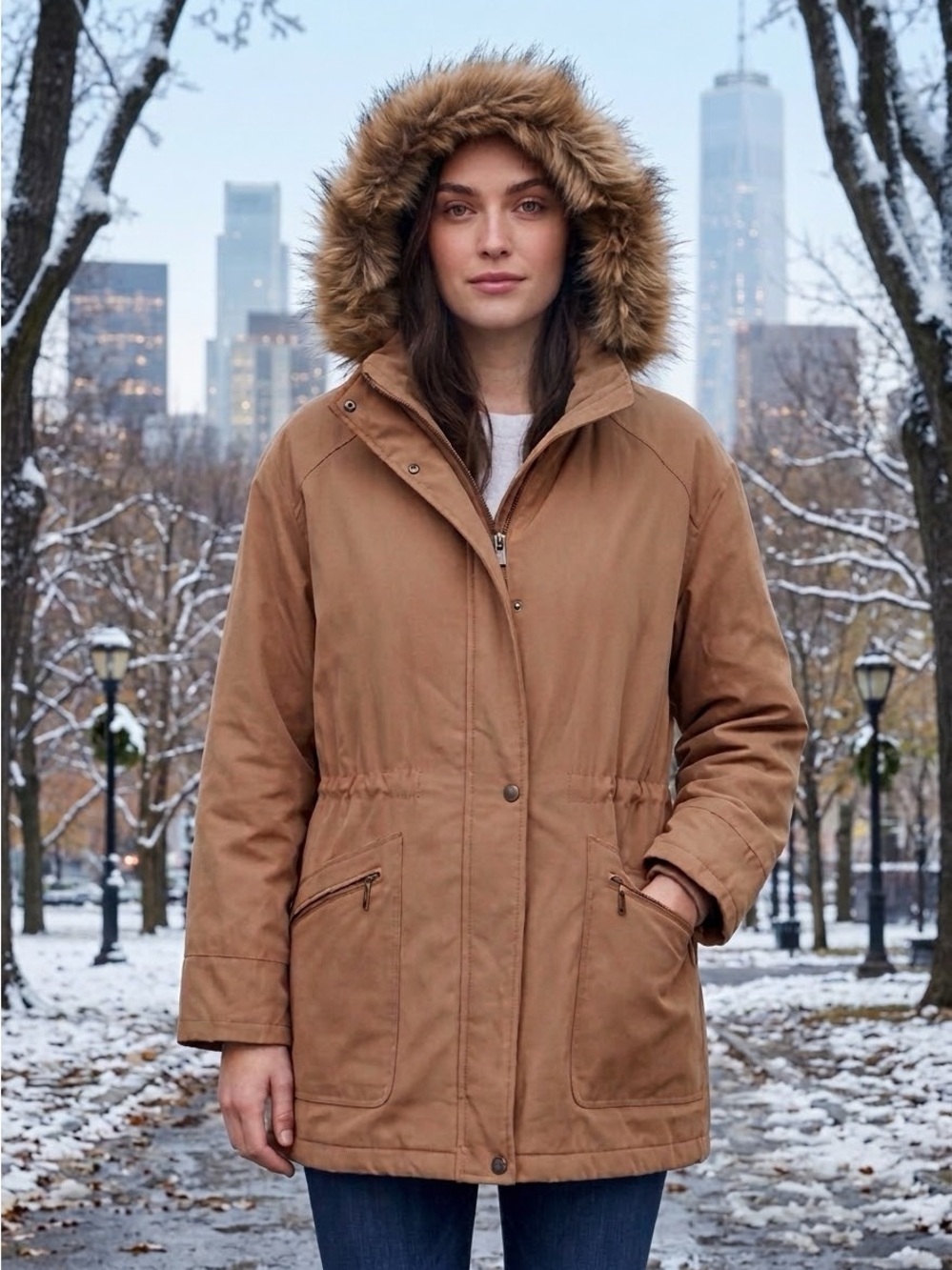 Pendleton Women's Tan Fur Hooded Parka Coat